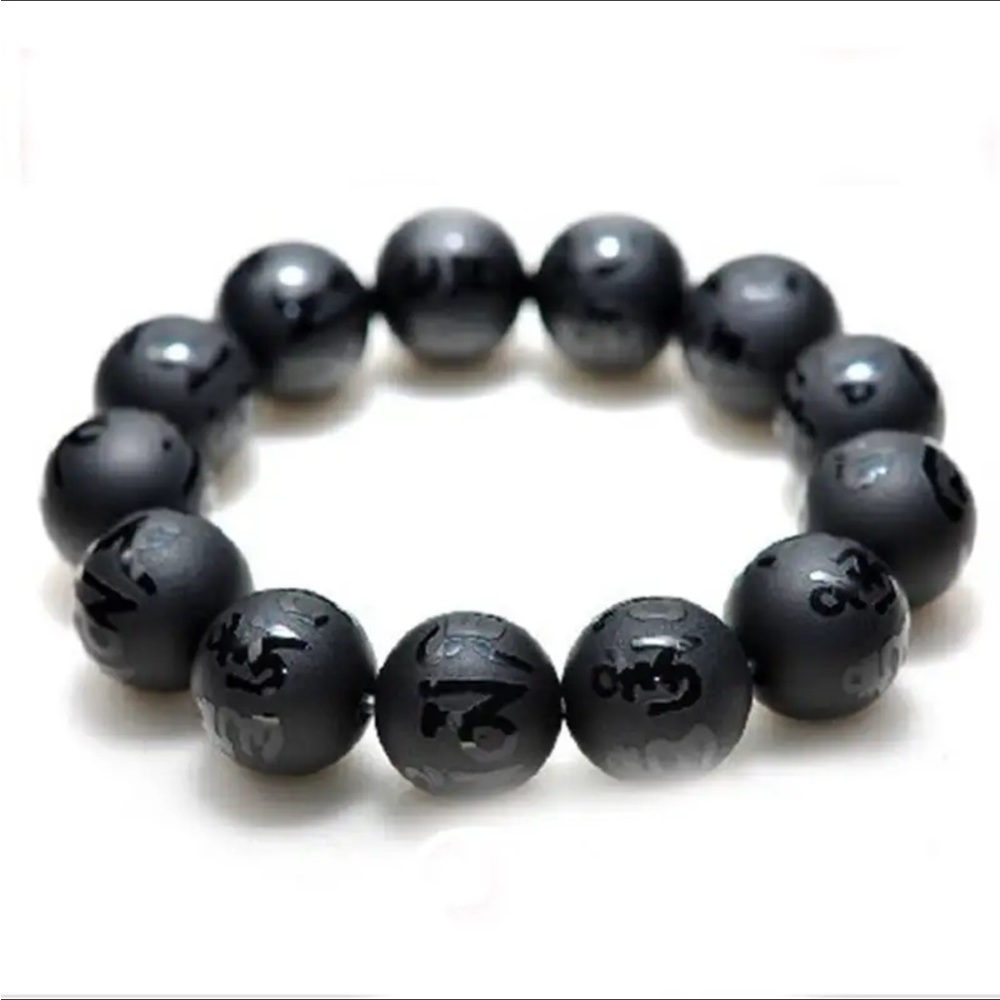 Carved black carnelian bracelet - Picture 5 of 7
